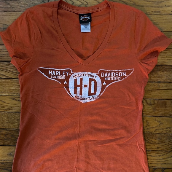Harley-Davidson Orange V-neck T-Shirt - Picture 11 of 13
